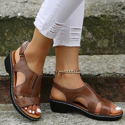 Women Wedge Sandals, Premium Leather Orthopedic Sandals
