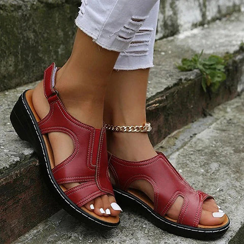 Women Wedge Sandals, Premium Leather Orthopedic Sandals