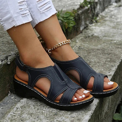 Women Wedge Sandals, Premium Leather Orthopedic Sandals