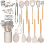 33-Piece Silicone Kitchen Utensil Set – Non-Stick Cooking Tools with Holder & Wooden Handles