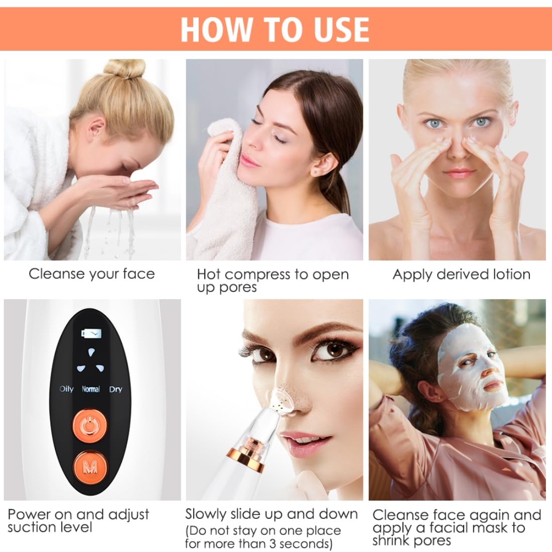 Fluent 6-in-1 Blackhead Remover & Facial Pore Cleaner – Multifunction Vacuum Extractor for Men & Women