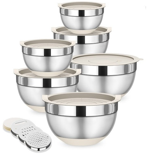 6pcs MIXING BOWL SET 304 Stainless Steel and Seal Tight BPA Free Lids