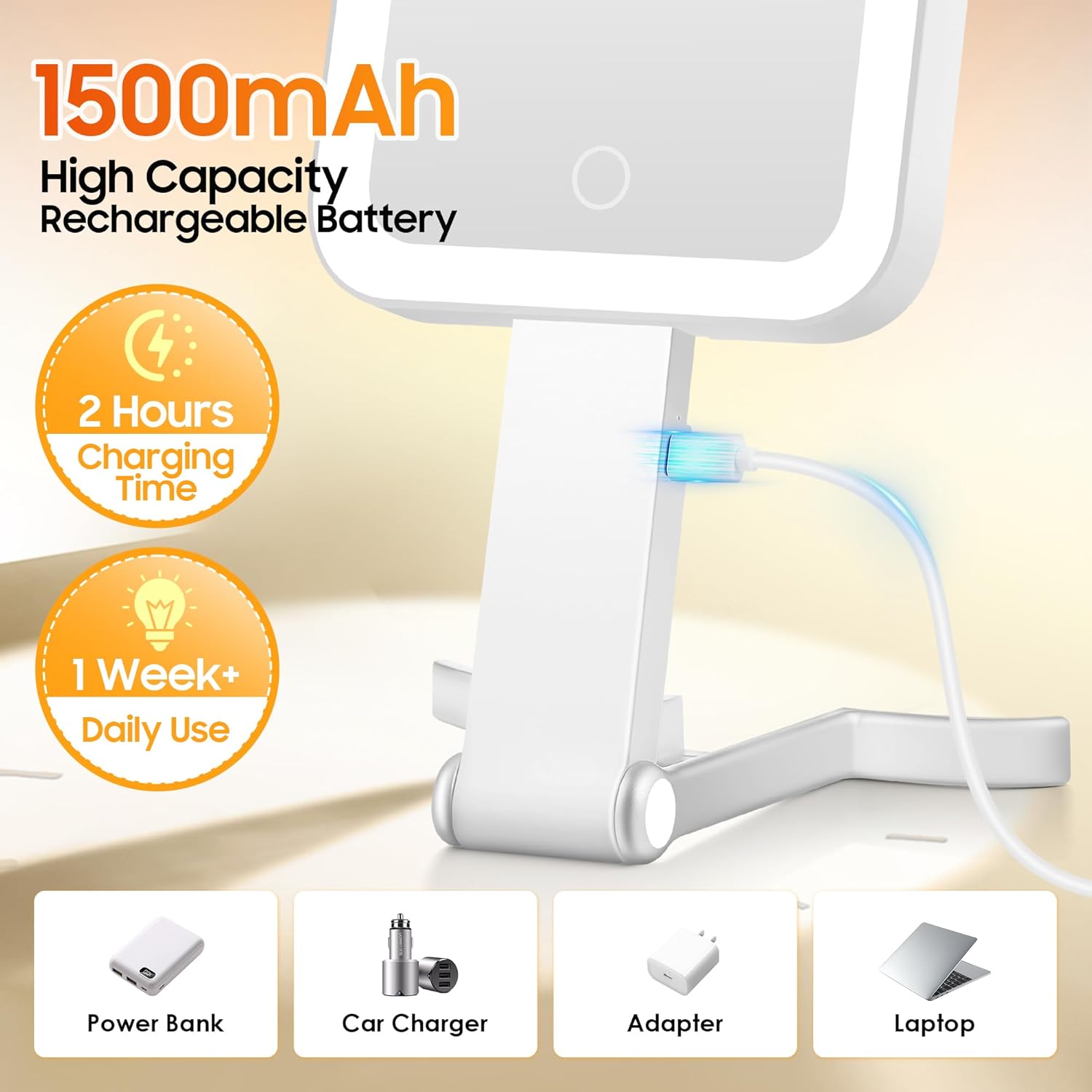 Travel Makeup Mirror with Lights, Double-Sided 1X/30X Magnifying Mirror, 3 Color Lighting & Dimmable Touch Screen, Foldable Handheld Mirror with Lights, Compact&Portable Travel