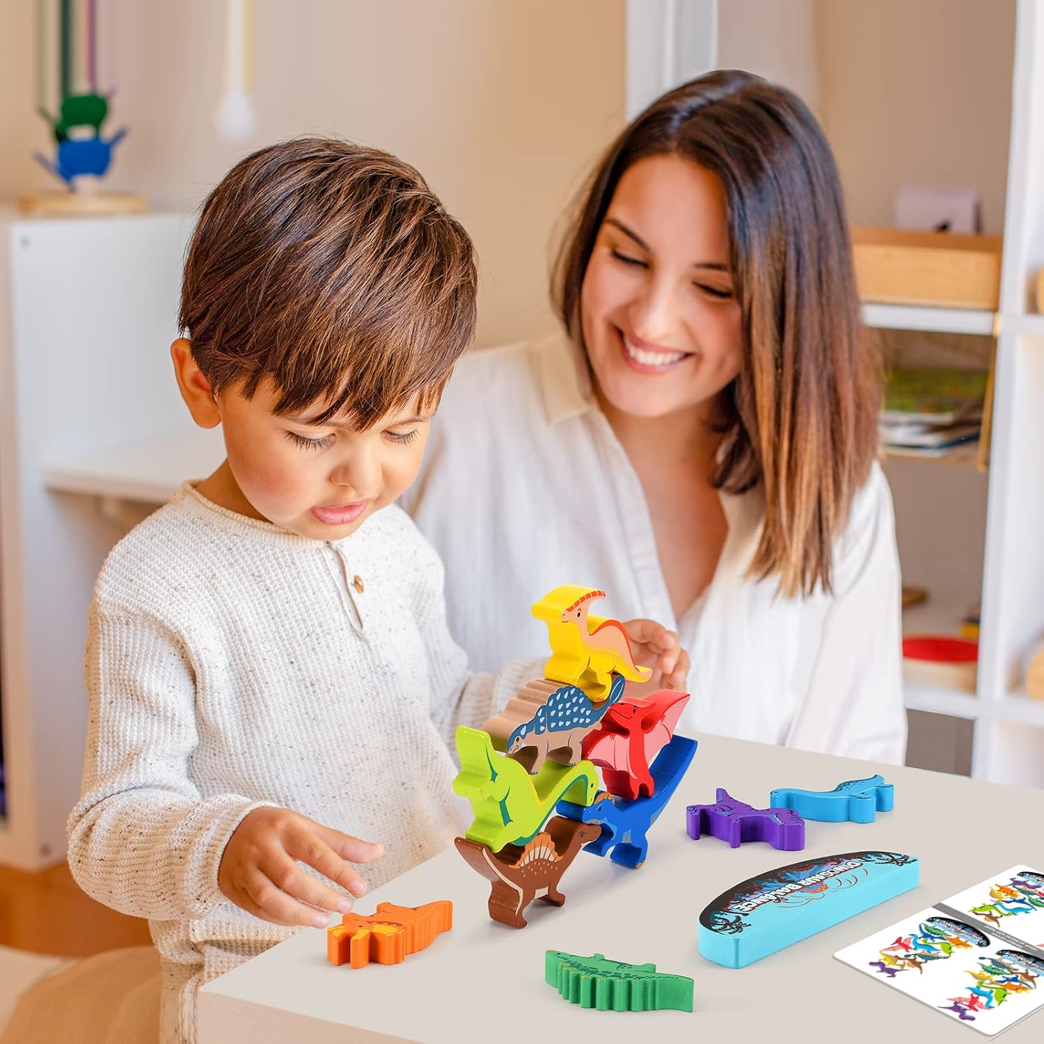 Wooden Dinosaur Stacking Toy – Montessori Balance Game