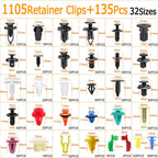 1240pcs Car Retainer Clips Kit – 32 Sizes with Cable Ties & Remover Tool