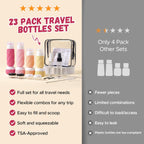 23-Pack Travel Toiletry Bottles Set – TSA Approved & Leak-Proof