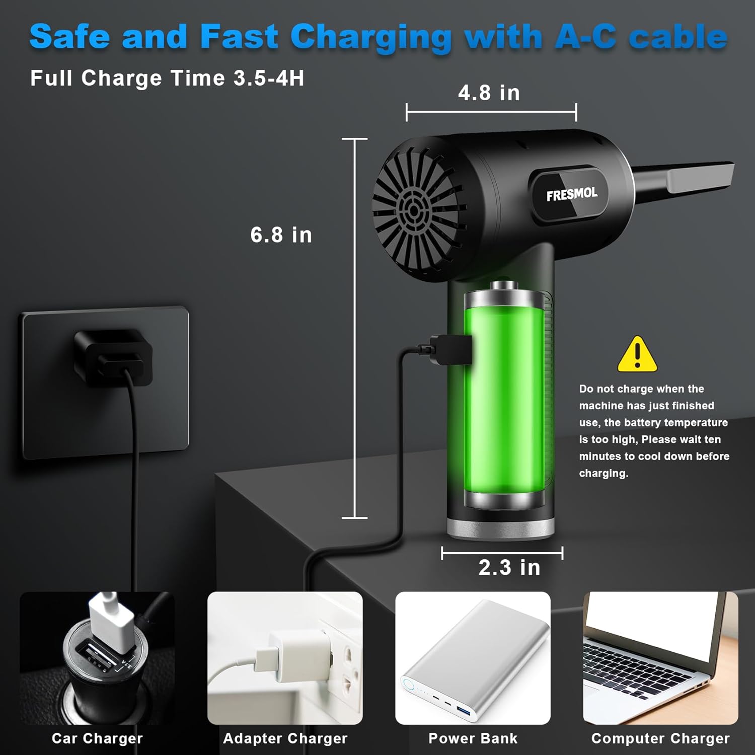 Electric Air Duster – 3-Speed, 100000RPM Cordless Blower with LED Light, Rechargeable for Cleaning Electronics