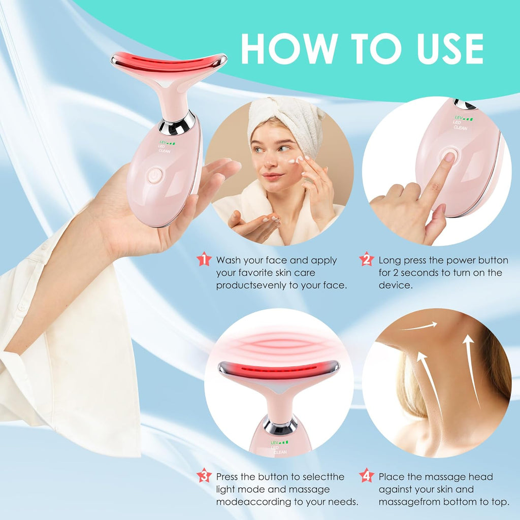 7-Color Facial & Neck Massager with Red Light Therapy – Sculpting Wand for At-Home Skincare