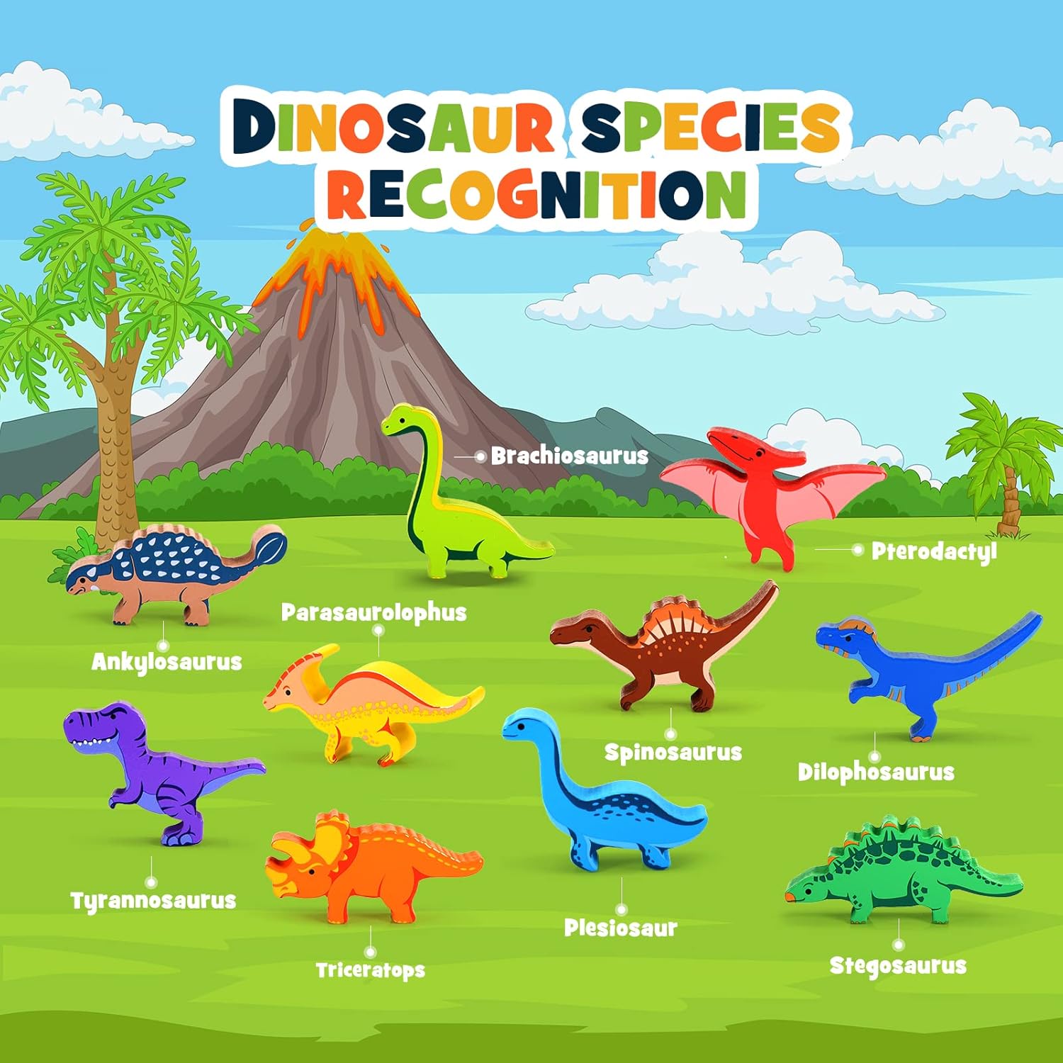 Wooden Dinosaur Stacking Toy – Montessori Balance Game