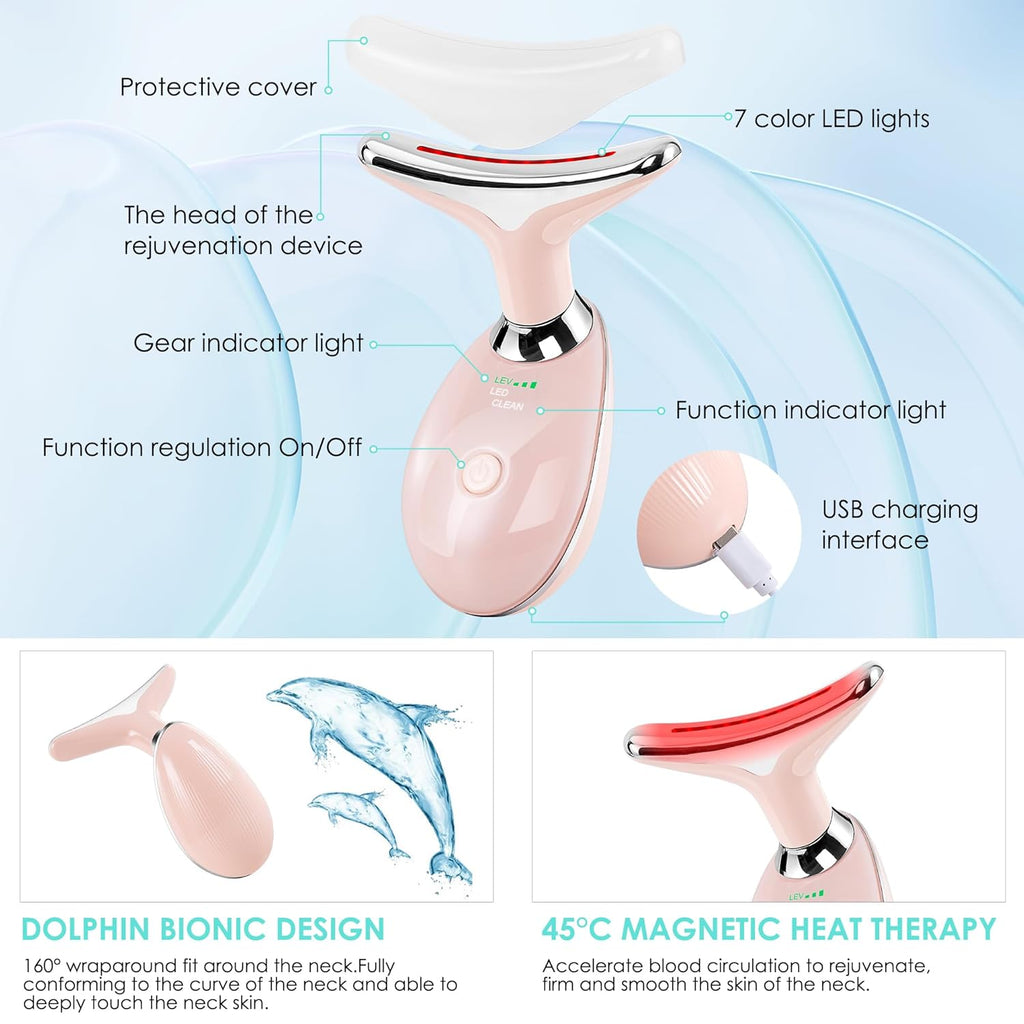 7-Color Facial & Neck Massager with Red Light Therapy – Sculpting Wand for At-Home Skincare