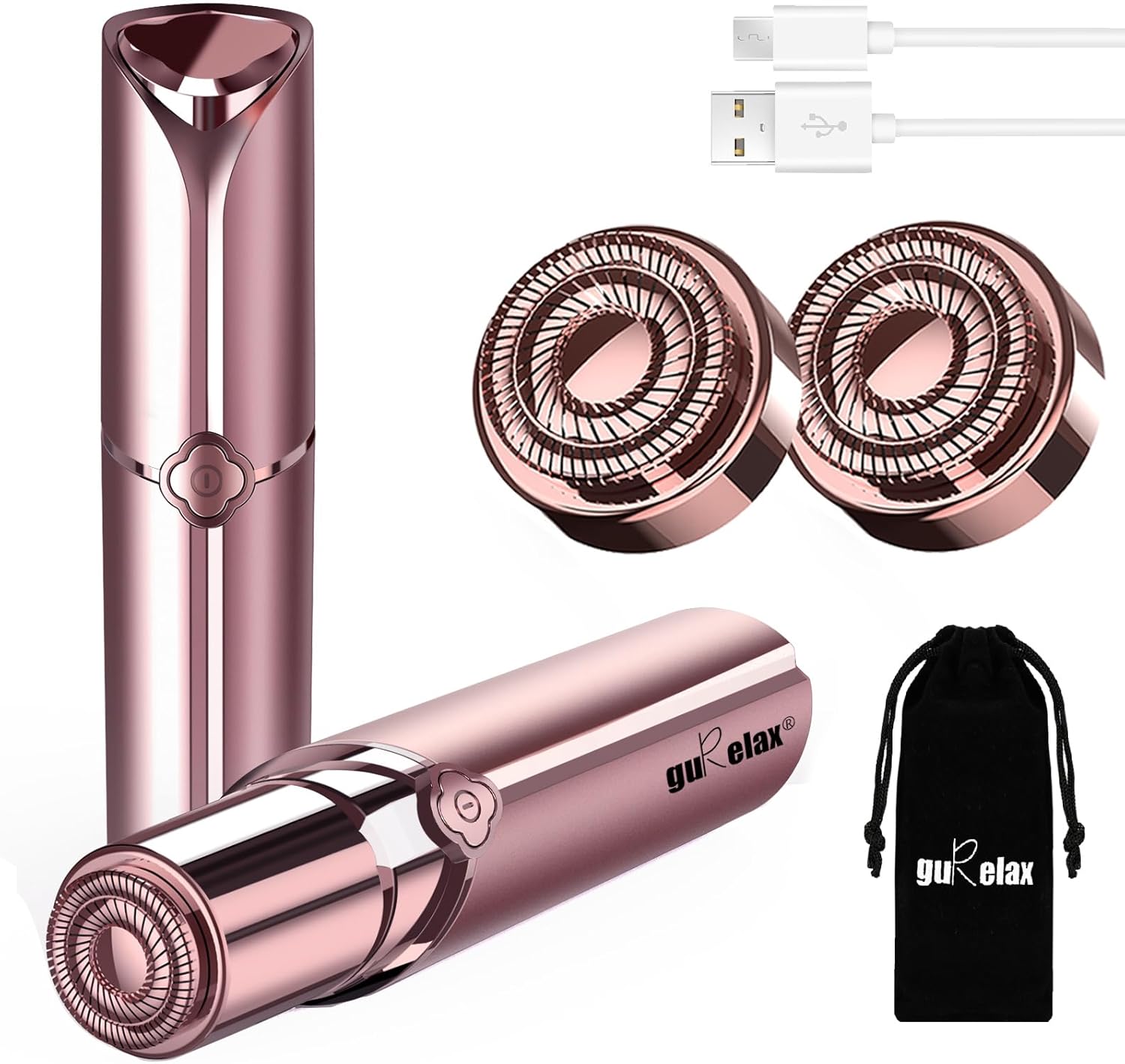 Rechargeable Facial Hair Remover for Women – Painless, with 2 Replacement Heads