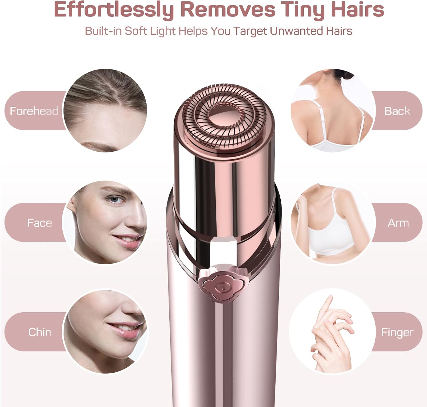 Rechargeable Facial Hair Remover for Women – Painless, with 2 Replacement Heads