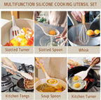 33-Piece Silicone Kitchen Utensil Set – Non-Stick Cooking Tools with Holder & Wooden Handles