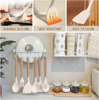 33-Piece Silicone Kitchen Utensil Set – Non-Stick Cooking Tools with Holder & Wooden Handles
