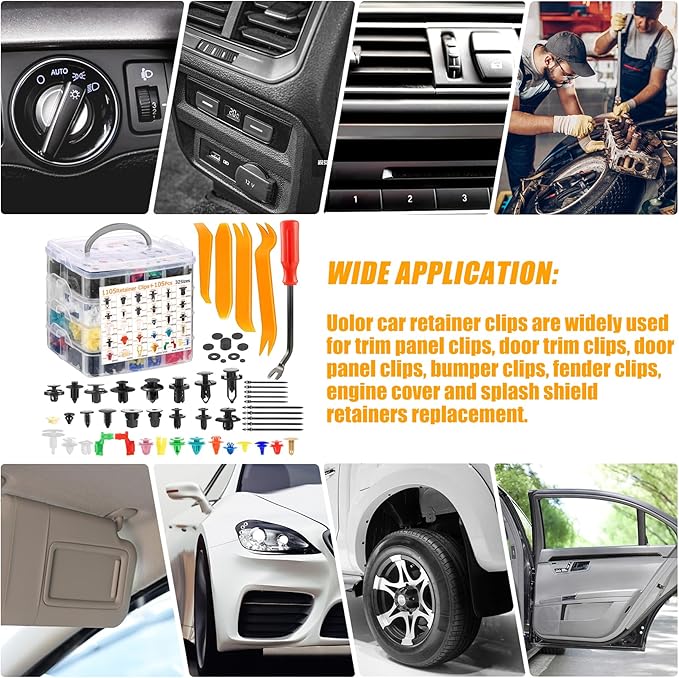 1240pcs Car Retainer Clips Kit – 32 Sizes with Cable Ties & Remover Tool