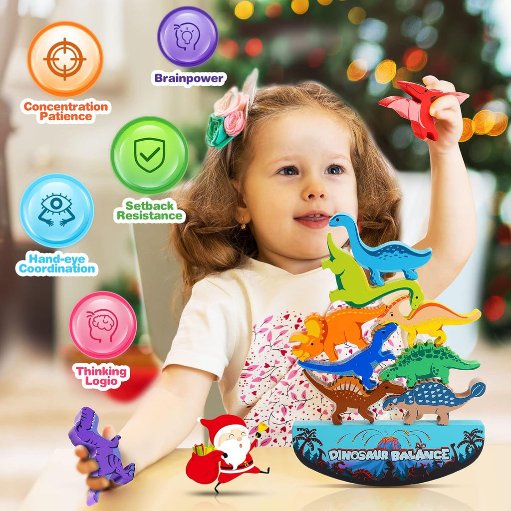 Wooden Dinosaur Stacking Toy – Montessori Balance Game