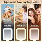 Travel Makeup Mirror with Lights, Double-Sided 1X/30X Magnifying Mirror, 3 Color Lighting & Dimmable Touch Screen, Foldable Handheld Mirror with Lights, Compact&Portable Travel
