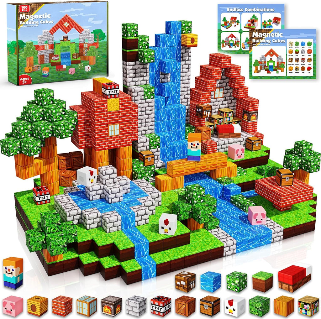 100PCS Magnetic Building Blocks for Kids – STEM Montessori Construction Toy for Ages 3–10