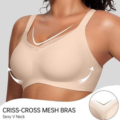 Wireless Mesh V-Neck Bralette for Women