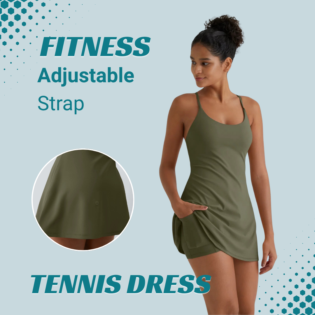 Women's Active Tennis Dress with Built-In Bra & Shorts
